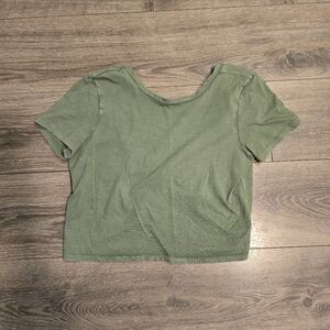 Aerie Sz M Green Women's Twist Back Cropped Top